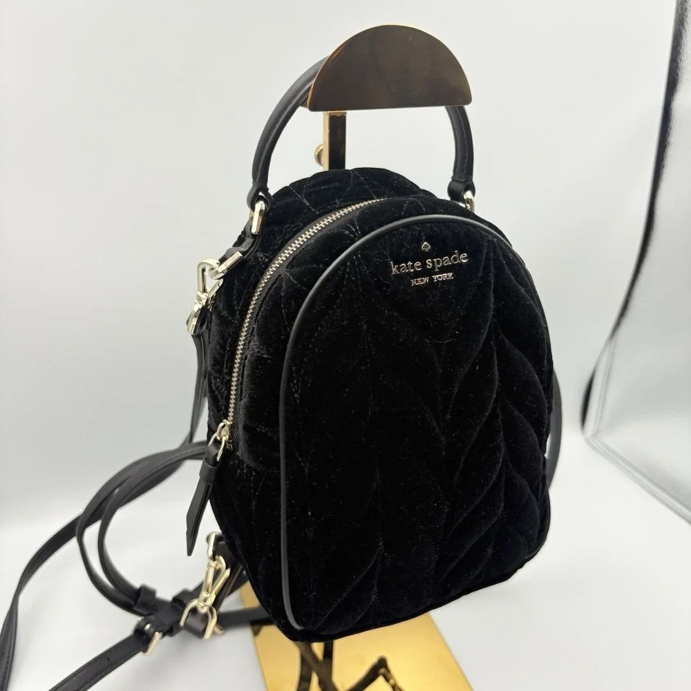 KATE SPADE BRIAR LANE CRUSHED VELVET MINI CONVERTIBLE BACKPACK HANDBAG PURSE BAG